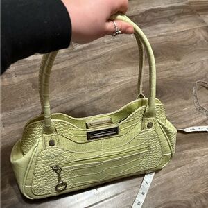 Sage Green Crocodile-Embossed Handbag